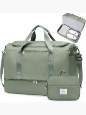 Large Travel Duffel Bag with Shoe Compartment, Carry-On Weekender for Women,